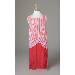 Blu Heaven Boho Sleeveless Coral Orange Cami Tank Tunic Dress Blouson Casual L